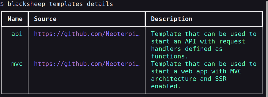 blacksheep templates details