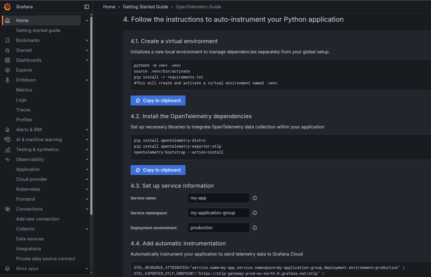 Grafana Manual Instrumentation